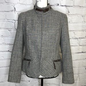 Talbots Old Money Aesthetic Peplum Tweed Zip Front Equestrian Style Jacket - 10P